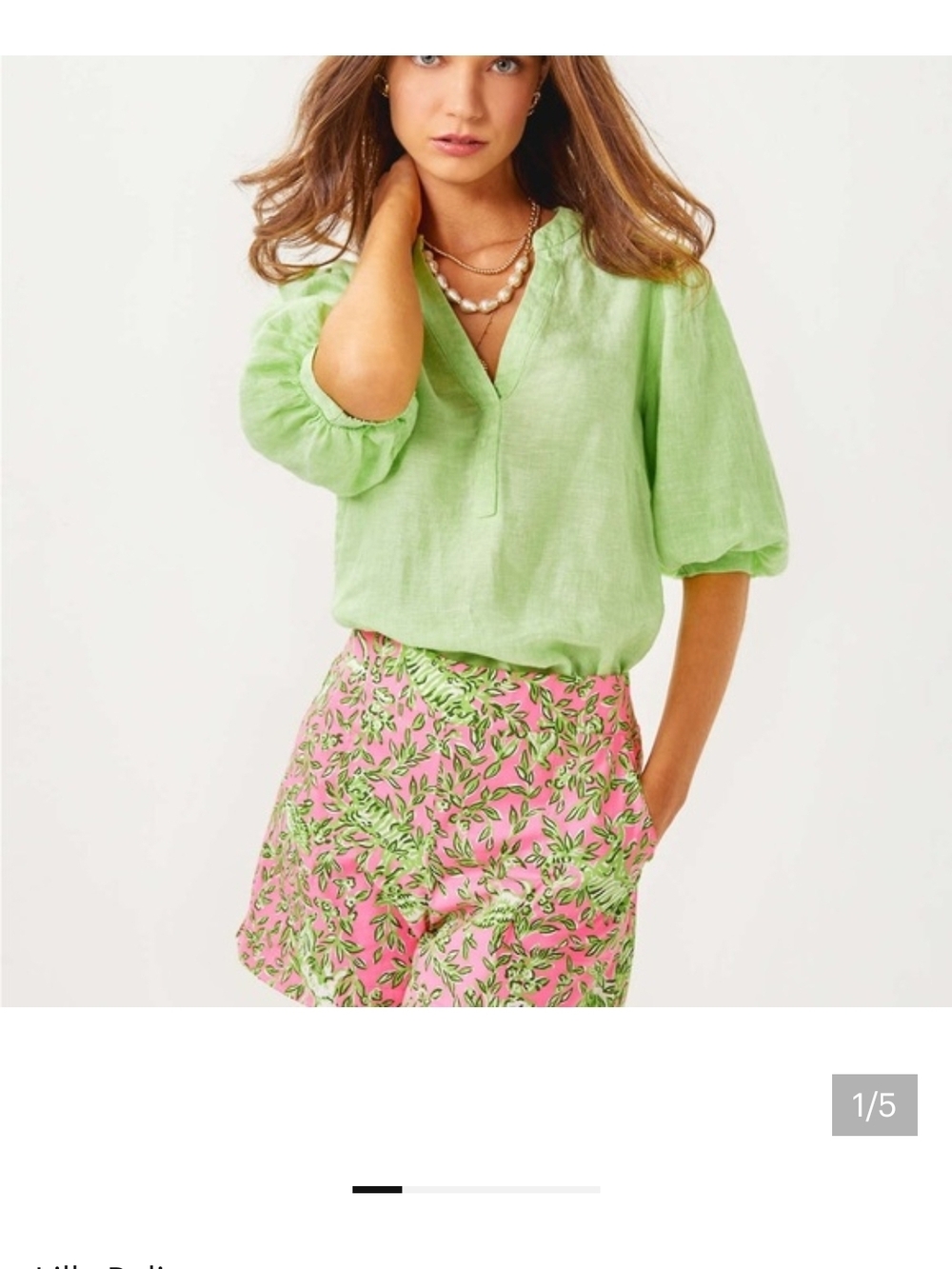 Lilly Pulitzer Mialeigh Elbow Sleeve Linen Top
